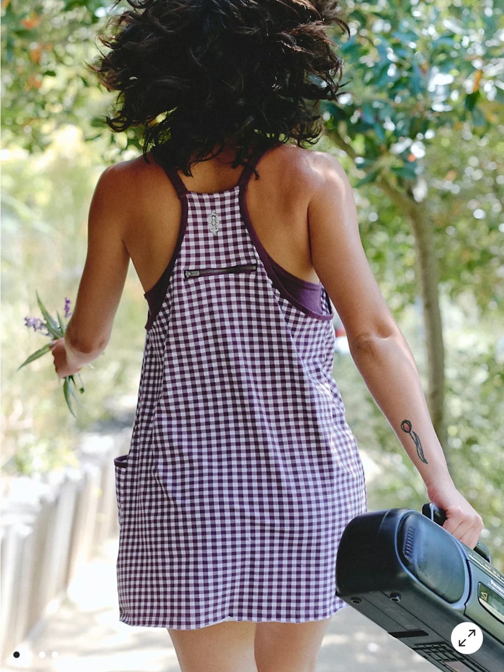 Free People Hot Shot Printed Mini Dress Small Black Cherry Gingham NWT Romper